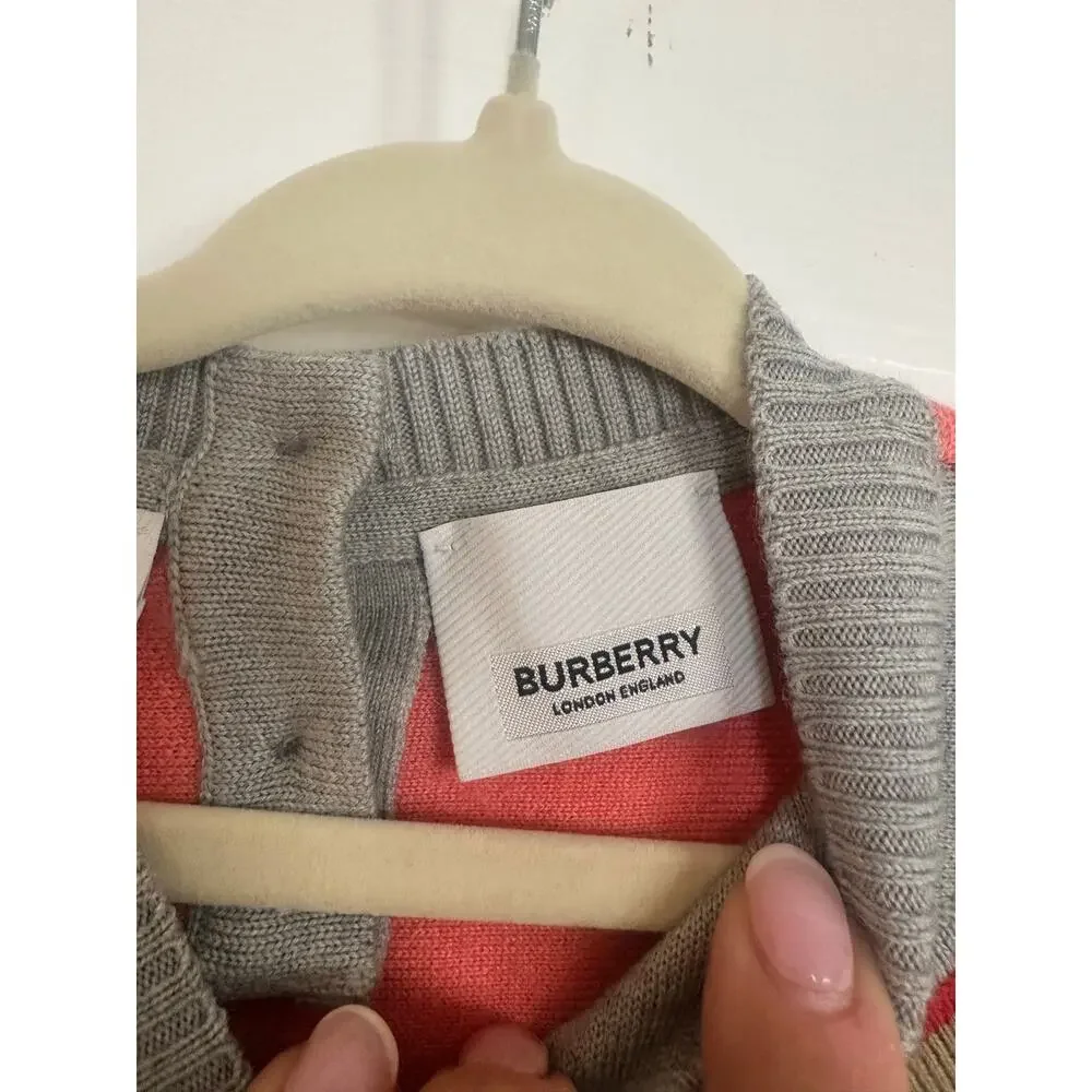 Burberry Pink Icon Wool Sweater 2T Authentic Unicorn Baby Girl Kids‎ Old Money